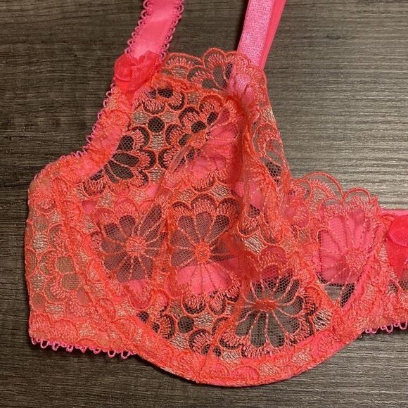 Victoria’s Secret VS For Love and Lemons Daisy Bra Hot Neon Pink ~ size S Small - Picture 8 of 12